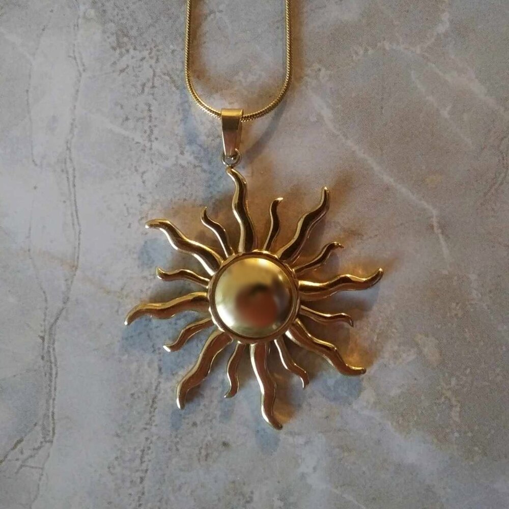 New Gold Plated Stainless Steel Sun Necklace